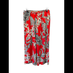 Women’s Capri Red & Black Paisley Sz Small Wide Leg Cropped Capri Summer Pants